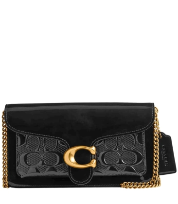 Store COACH BLACK LEATHER CLUTCH HANDBAG WITH CHAIN