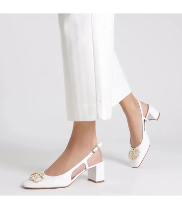 SCARPIN SLINGBACK SALTO MÉDIO SCHUTZ BRANCO