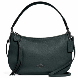 dark green coach bolsa